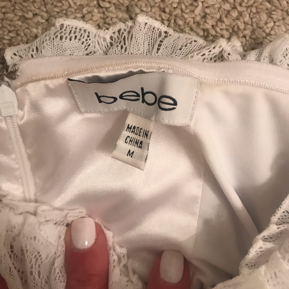 BEBE white strapless Lace dress size M - Picture 5 of 7